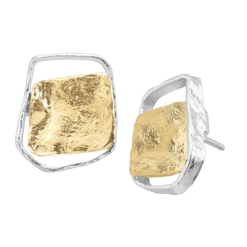 Silpada 'Golden Sands' Stud Earrings in Sterling Silver with 14K Gold-Plating - Image 1
